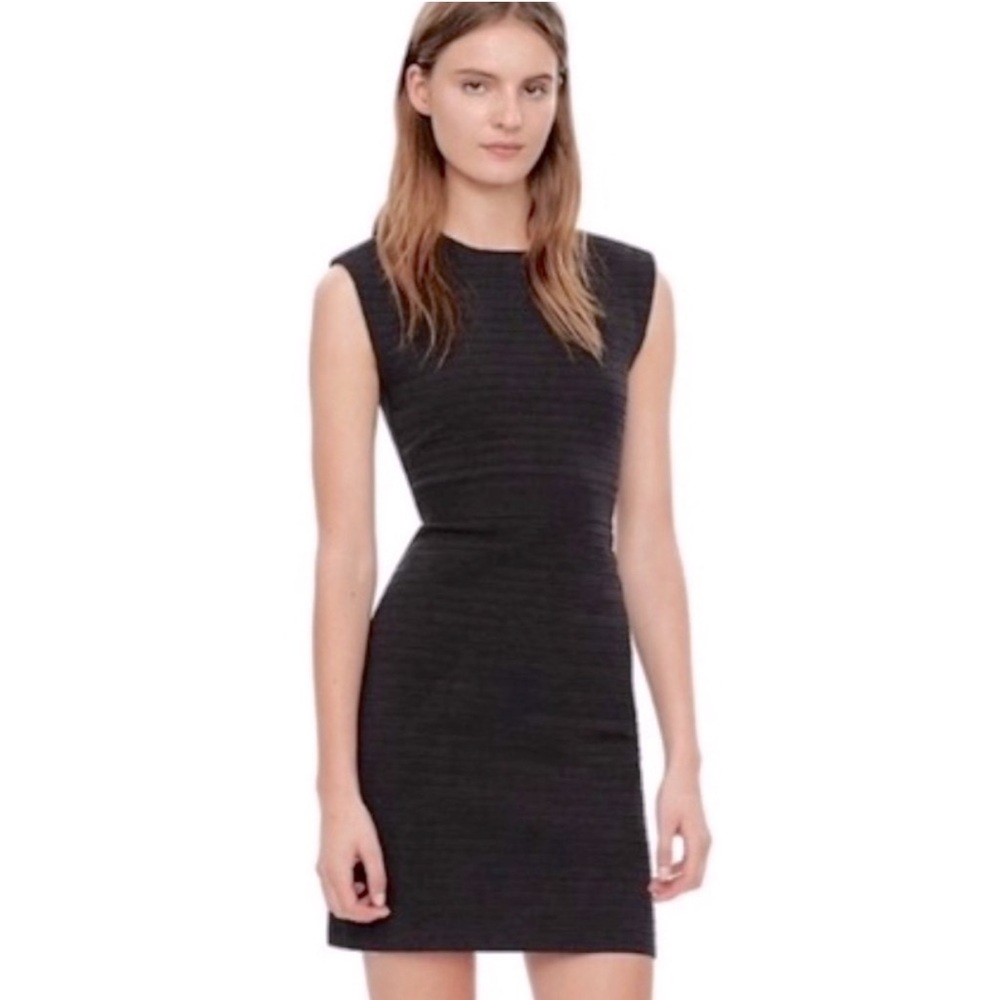 Tory Burch Black Sleeveless A-Line Ribbed Mini Dress Spring Classic | Size XL